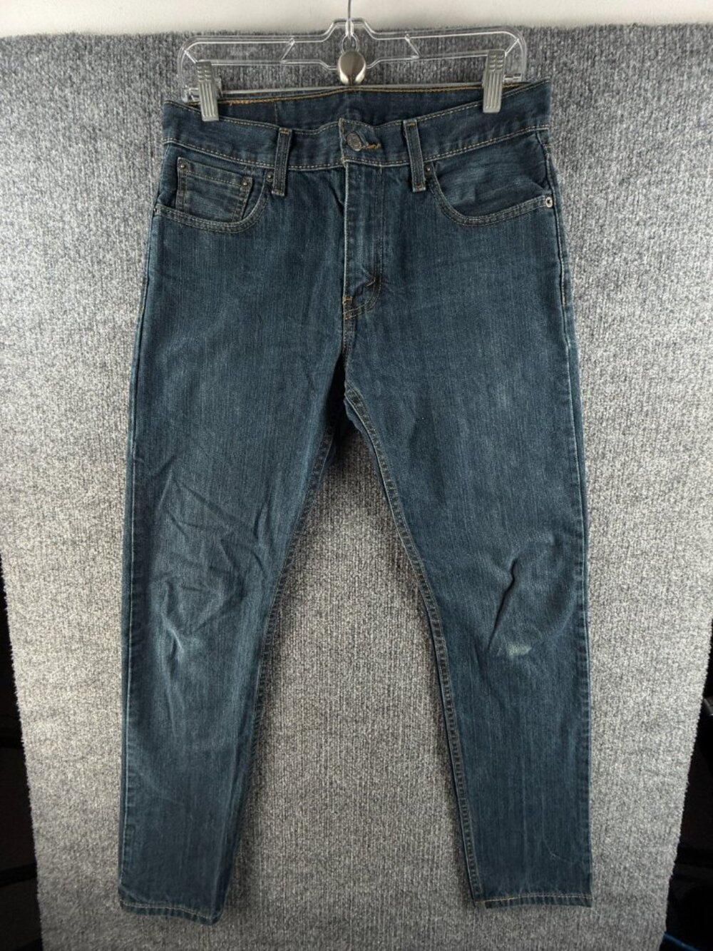 Levis 502 Taper Fit Men Jeans Dark Blue Cotton Denim Belt Loops ACTL 31X30